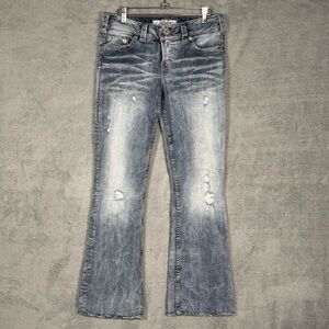 1921 Women’s Flare Jeans 28/34 Light Wash Distressed Western Bootcut Y2K Denim